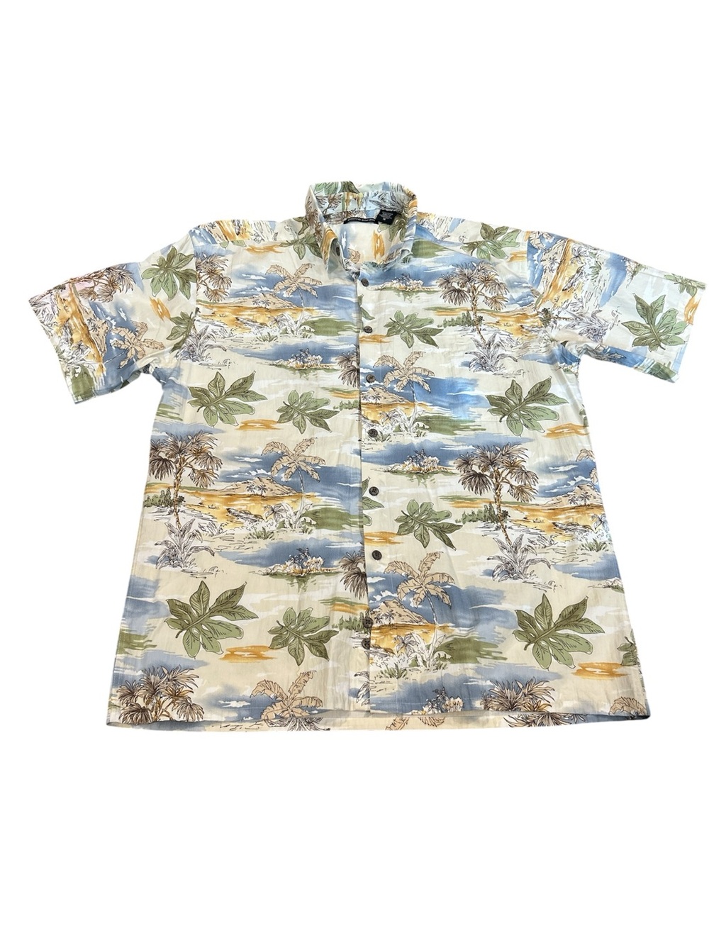 Vintage Pierre Cardin Tropical Scenic Short Sleeve Button Up Shirt - Medium